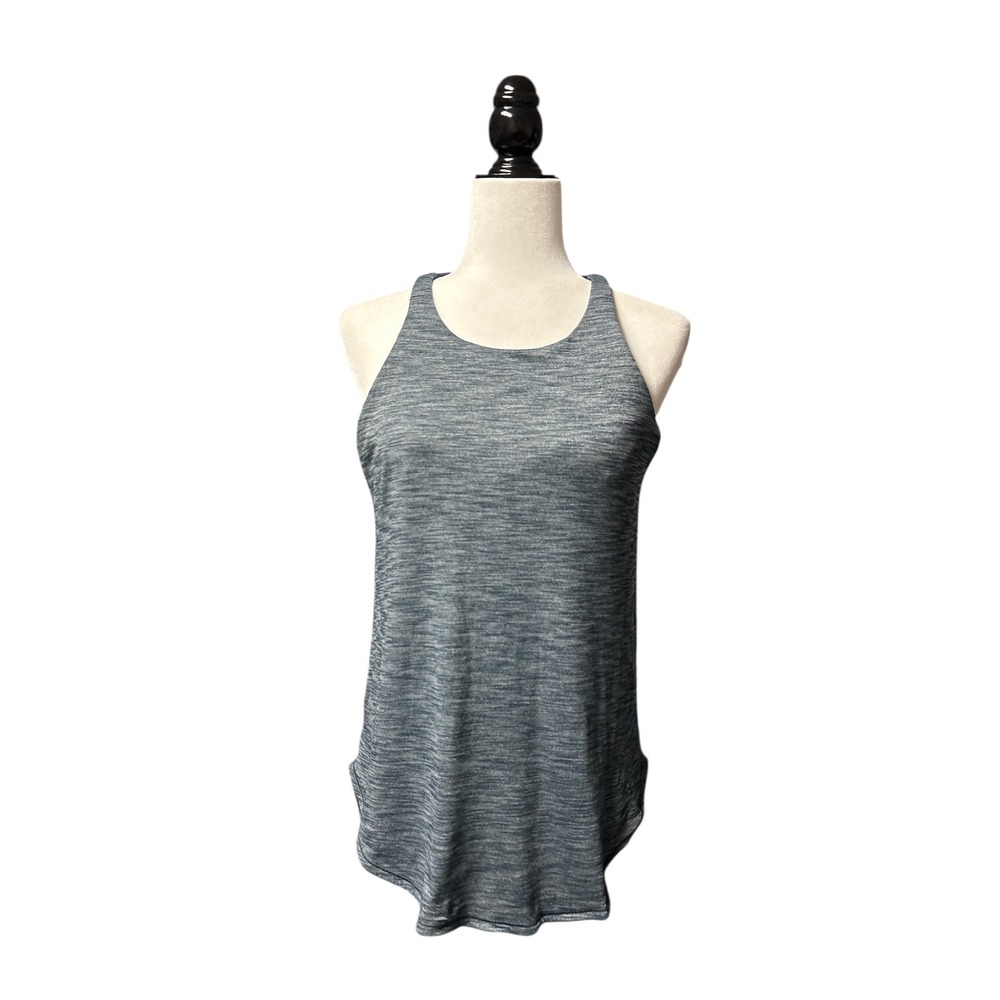 Lululemon Raise the Barre Tank Top Women Size 10 Heathered Gray Open‎ Racerback